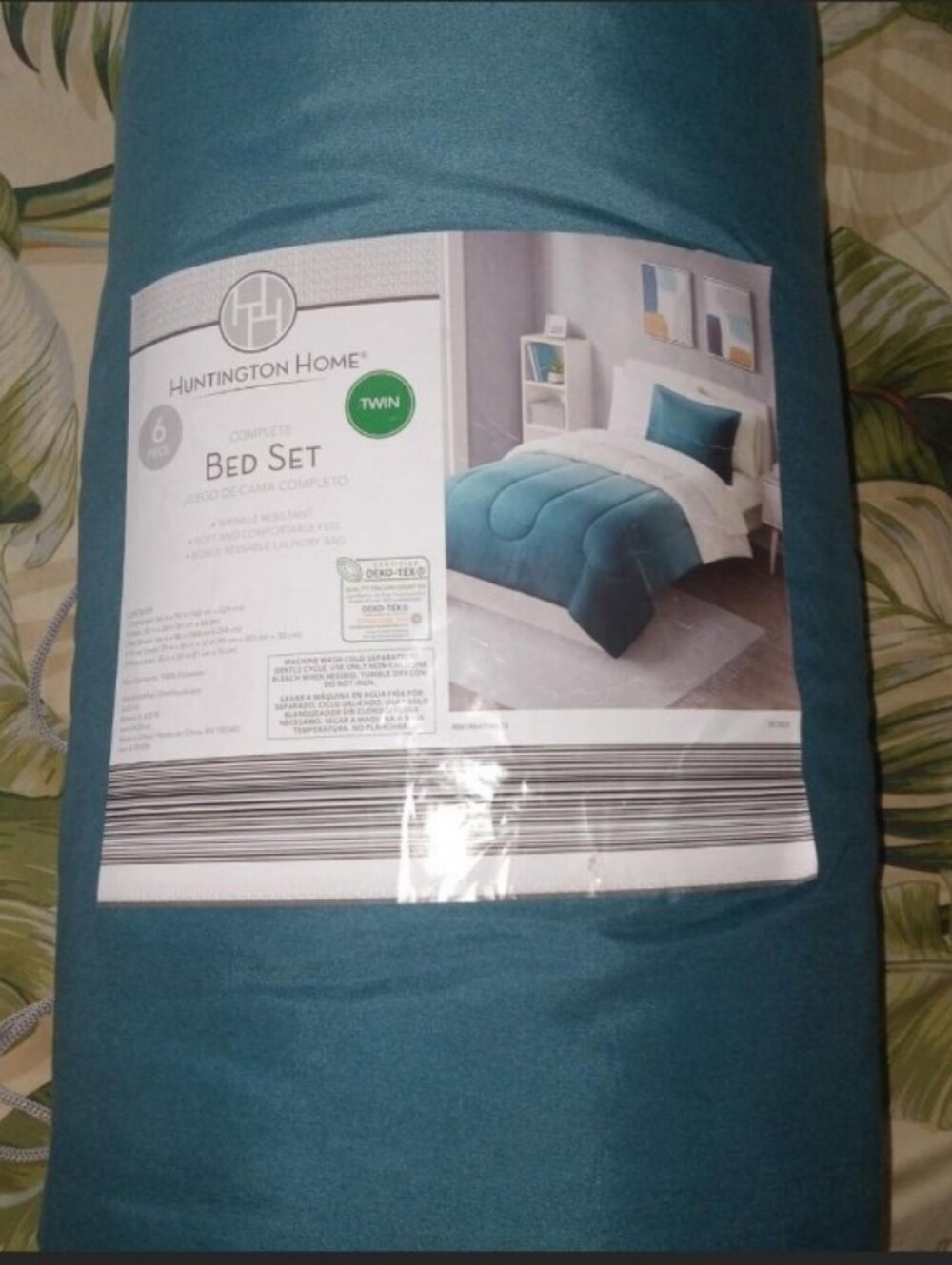 Huntington Home Twin Bed Set 6pc Solid Teal Wrinkle Resistant OEKO-TEX